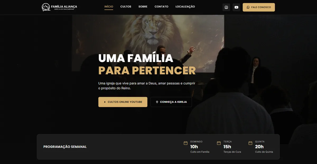 Site da Família Aliança em Piracicaba desenvolvido pela Lapidar Studio